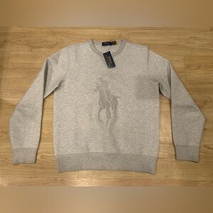 Polo Ralph Lauren Men’s Chenille Print Big Pony Crewneck Sweatshirt Gray NWT S